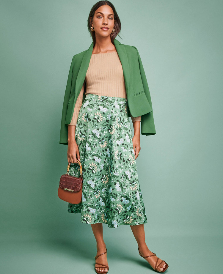 Petite Floral Midi Skirt