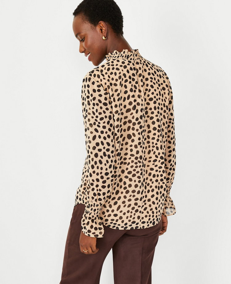 Hidden leopard poplin smocked dress sales