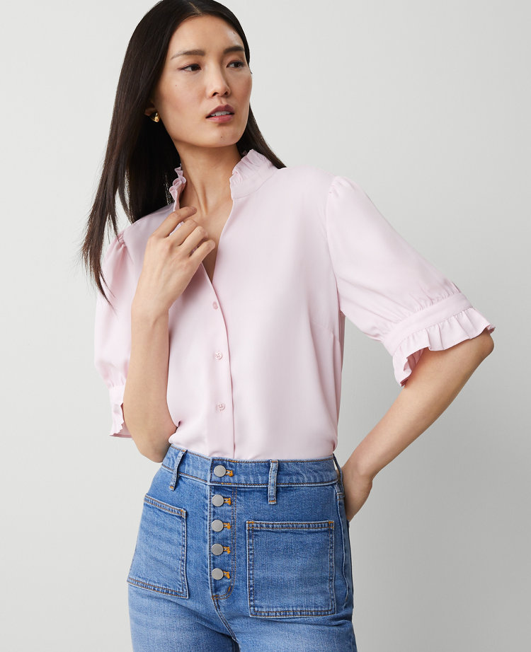 Silky Ruffle Collar Blouse
