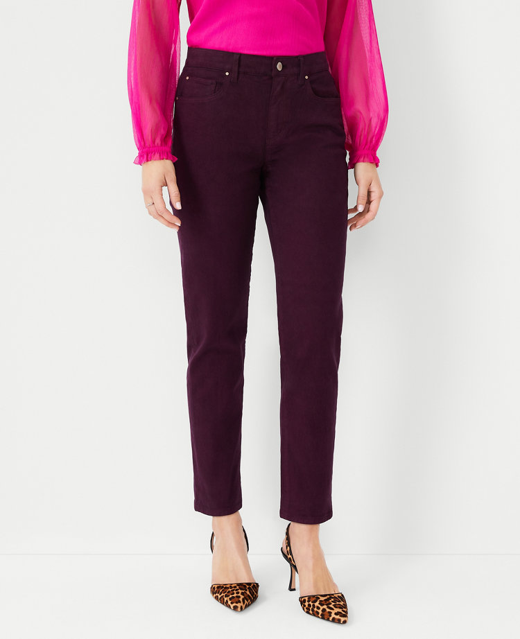 Petite Sculpting Pocket Mid Rise Taper Jeans in Plum Rose