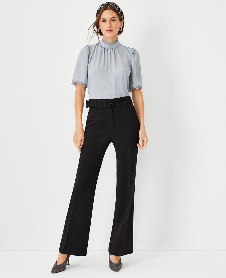 Petite wide leg crop pants + square neck top