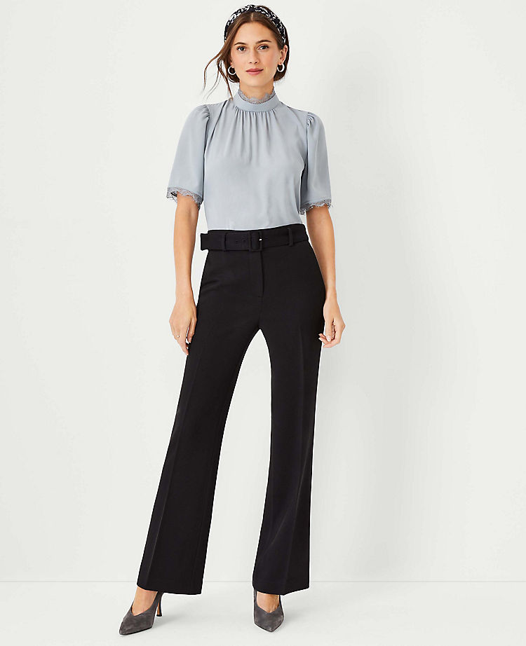The Petite High Waist Belted Boot Cut Pant
