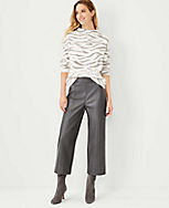 The Petite High Waist Wide Leg Crop Pant in Faux Leather carousel Product Image 1