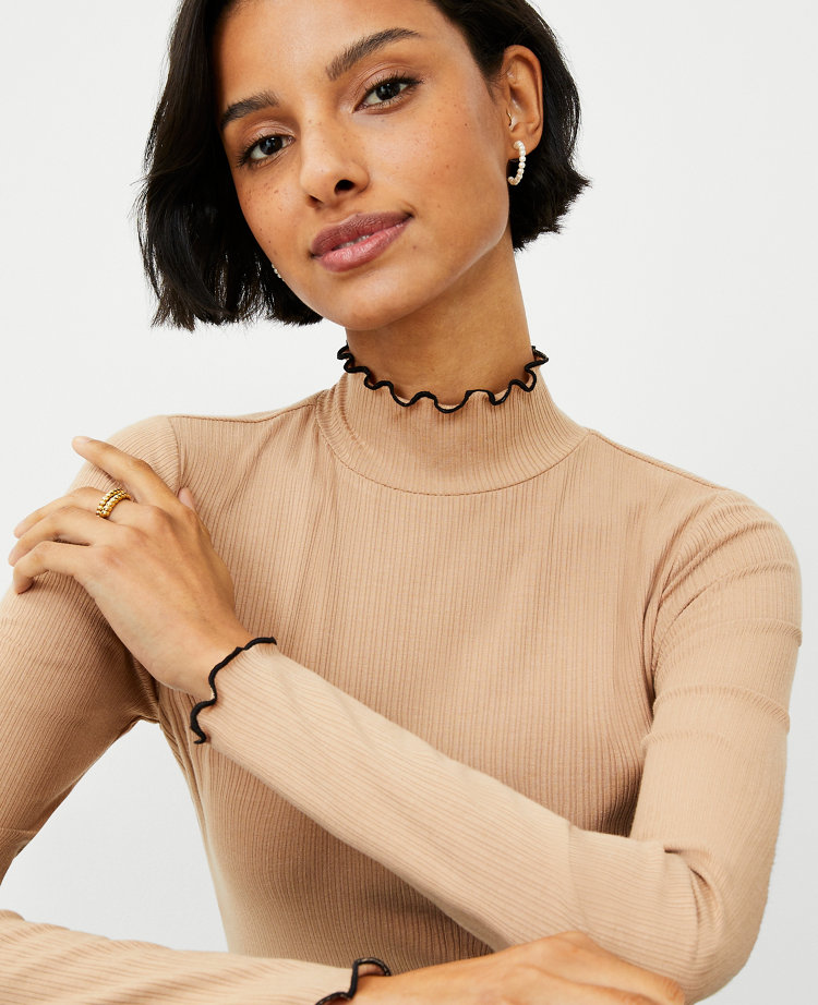 Ribbed Turtleneck Top Ann Taylor