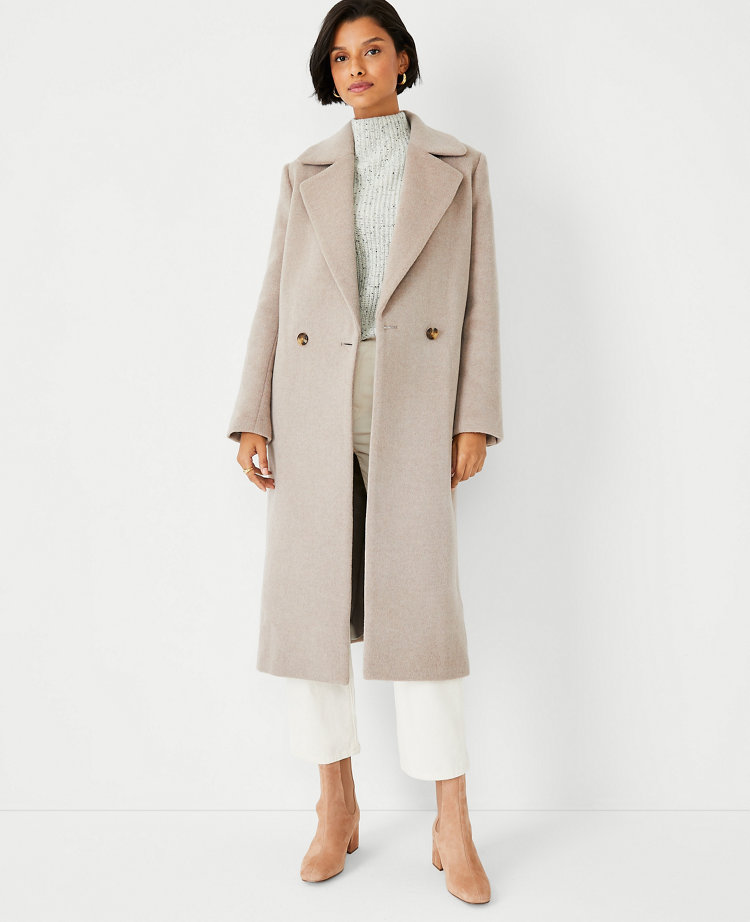 Petite Wool Blend Double Breasted Coat