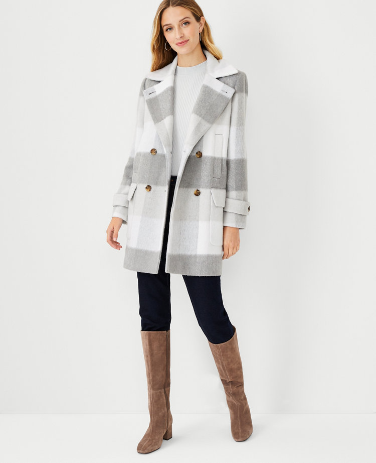 Checked coat petite sale