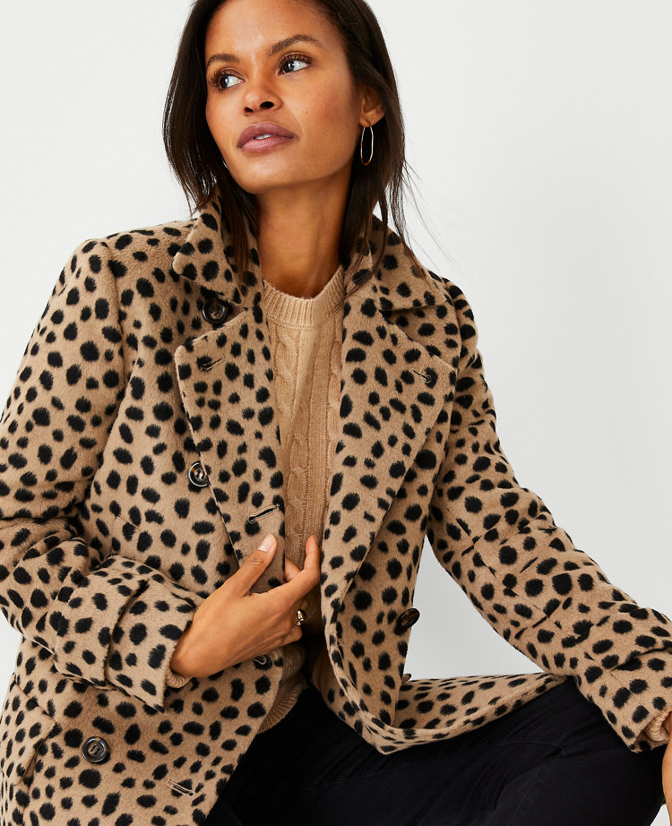 Petite animal print on sale coat