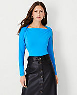 Petite Refined Stretch Envelope Neck Top carousel Product Image 1
