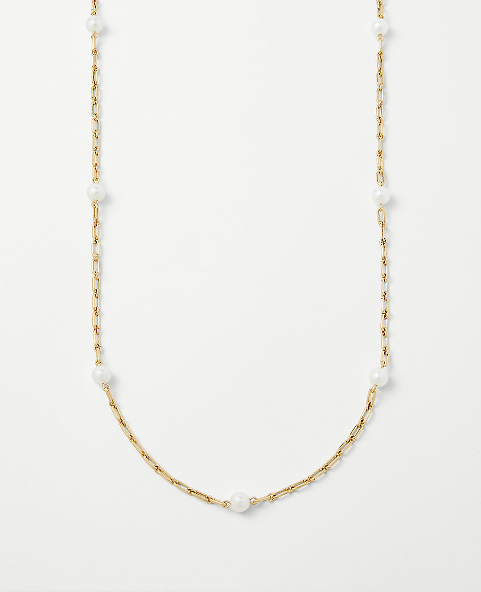 Pearlized Link Station Necklace