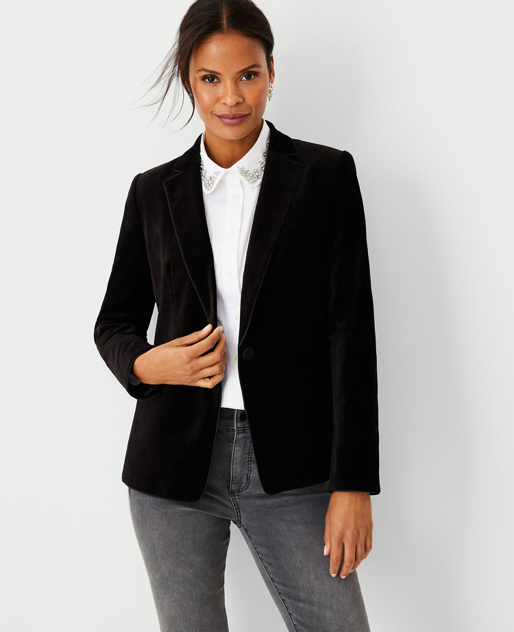 Petite velvet shop blazer