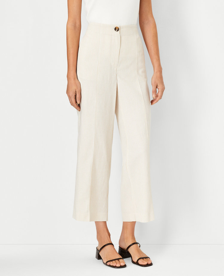 The Seamed Straight Crop Pant in Stripe