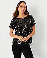Sequin Boatneck Tee carousel Product Image 1