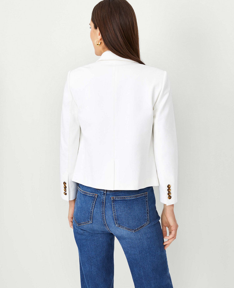 White knit blazer sale