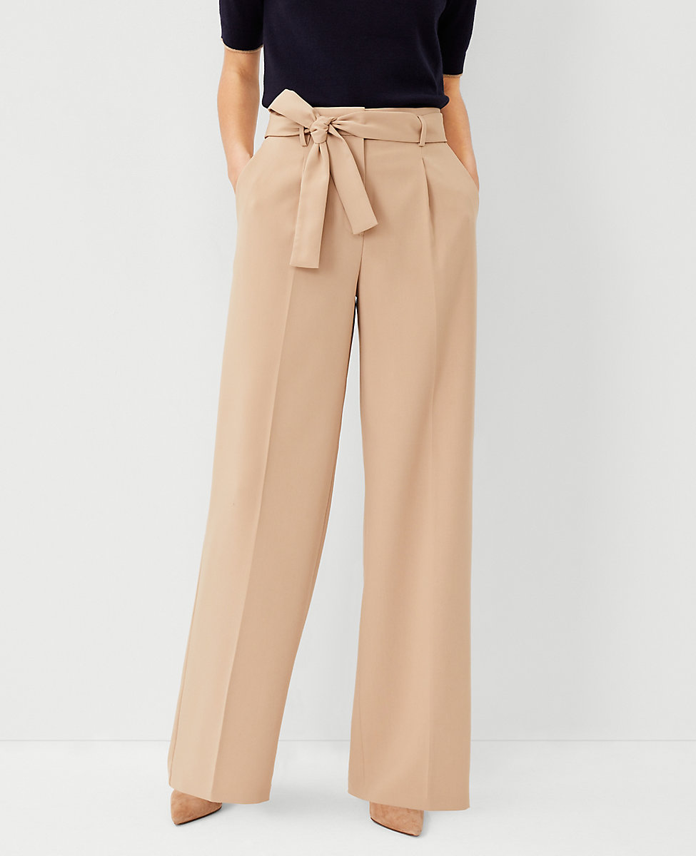 The Tie Waist Wide Leg Pant in Soft Twill