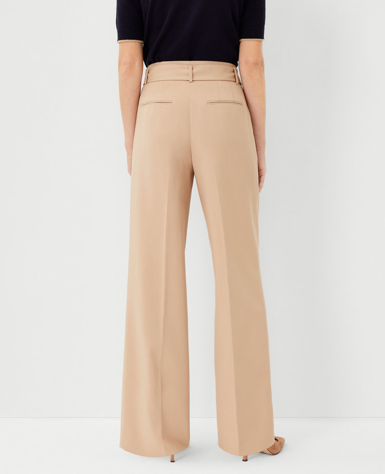 Twill High-Waist Wide Leg Pant with Removable Sash - 33