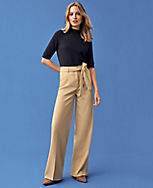 The Tie Waist Wide Leg Pant in Soft Twill carousel Product Image 3