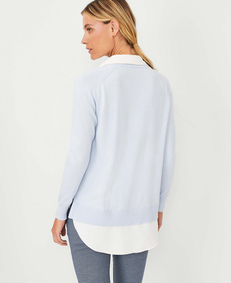 Collared Mixed Media Sweater