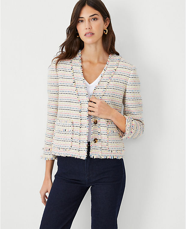 Shimmer Fringe Tweed Cardigan Jacket