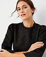 Petite Shimmer Tweed Puff Sleeve Top carousel Product Image 1