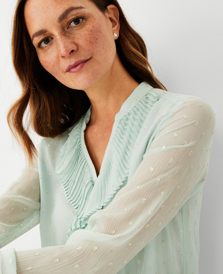 Pleated best sale ruffle blouse