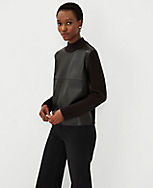 Petite Faux Leather Mixed Media Sweater carousel Product Image 1