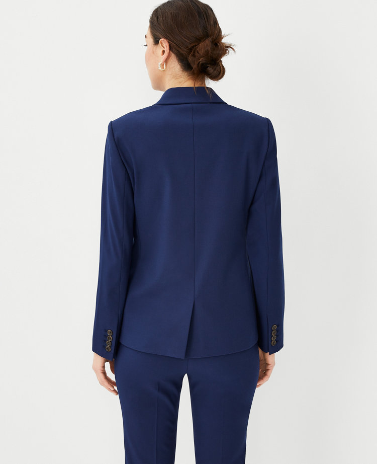 The Long One Button Blazer in Bi-Stretch