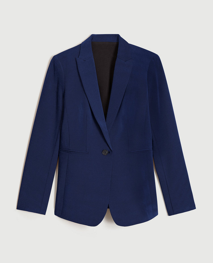 The Long One Button Blazer in Bi-Stretch