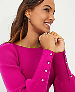 Jeweled Button Cuff Balloon Sleeve Sweater carousel Product Image 3