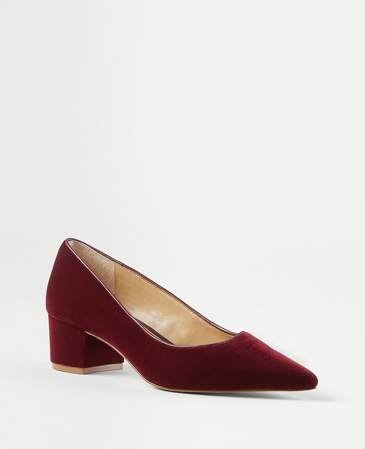 Velvet pumps 2025 block heel