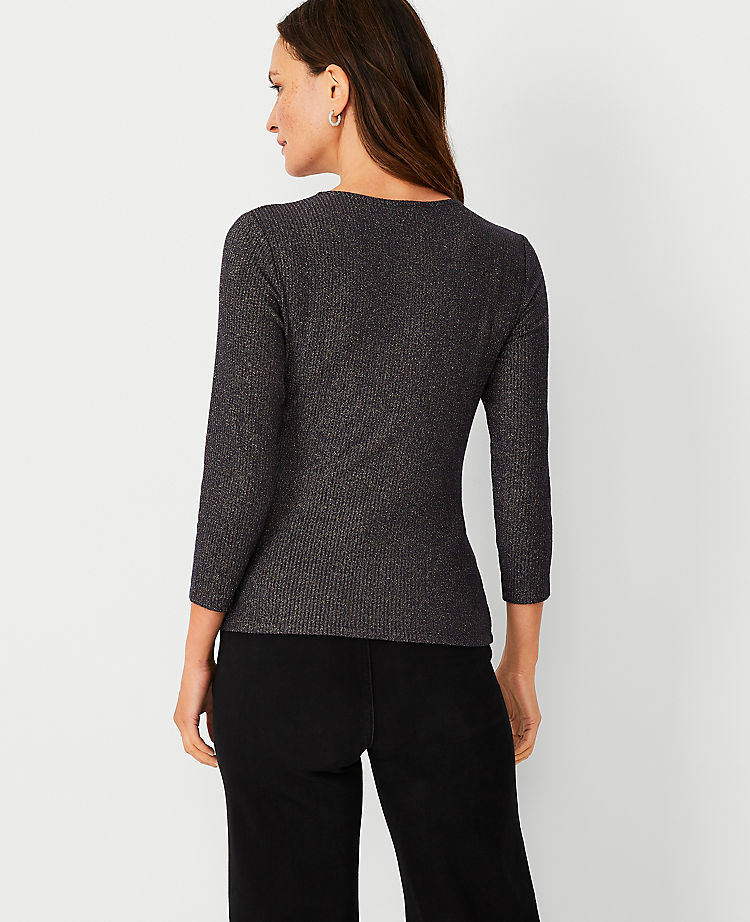 Shimmer Ribbed Wrap Top