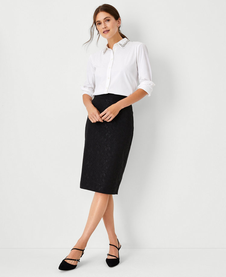 Grey lace pencil skirt best sale