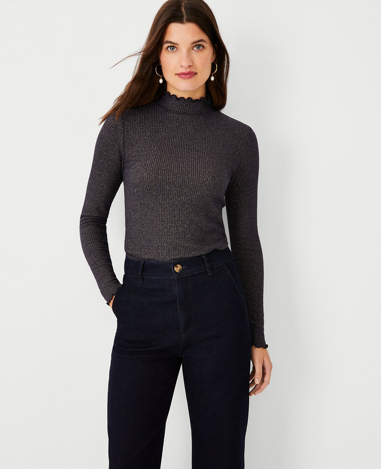 Black 2025 ruffle turtleneck