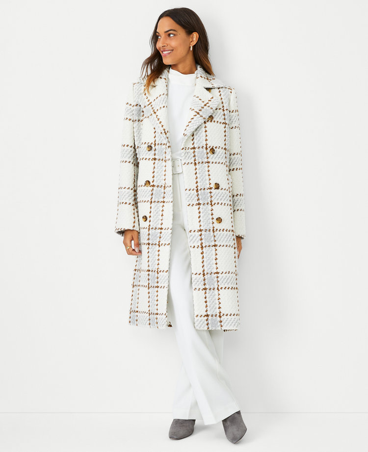 Women's Double-Breasted Plaid Coat