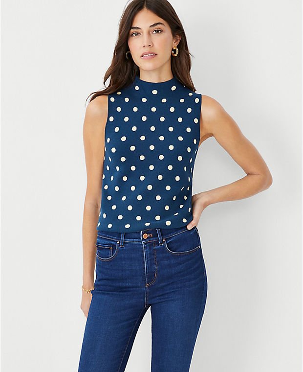 Dotted Mock Neck Sweater Shell