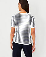 Striped Shoulder Button Sweater Tee carousel Product Image 2