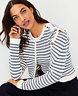 Striped Shoulder Button Sweater Tee carousel Product Image 3