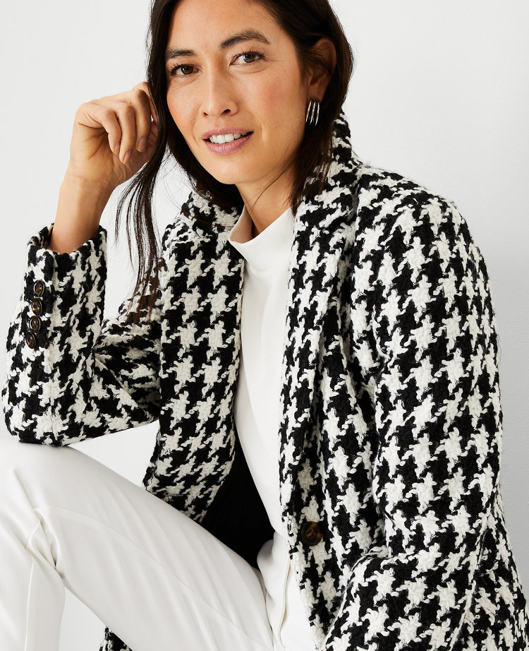 Petite houndstooth outlet coat