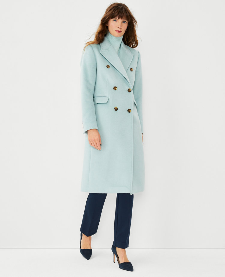 Petite Wool Blend Double Breasted Chesterfield Coat