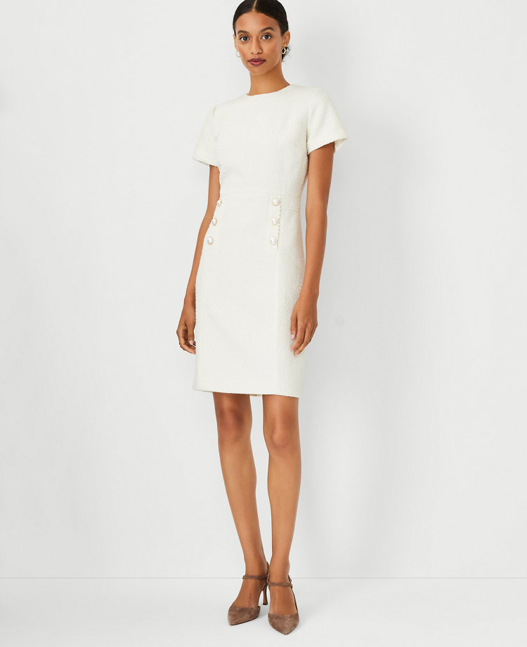 White tweed outlet dress