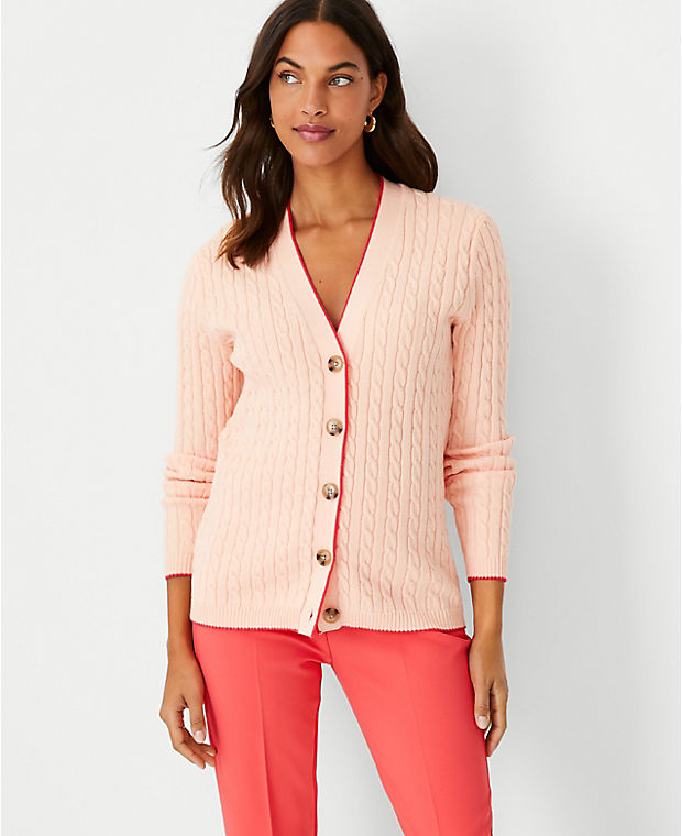Tipped Cable Boyfriend Cardigan