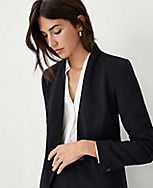 The Long Collarless Blazer in Fluid Crepe carousel Product Image 3