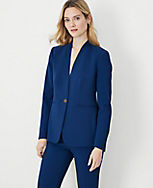 The Long Collarless Blazer in Fluid Crepe carousel Product Image 1