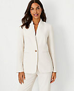 The Long Collarless Blazer in Fluid Crepe carousel Product Image 1