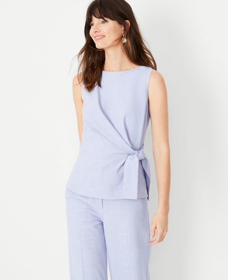 The Side Tie Top in Cross Weave