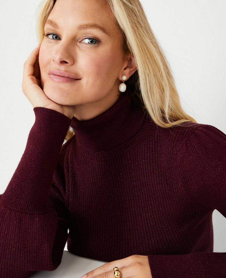 Turtleneck with Satin Balloon Sleeves main image 1