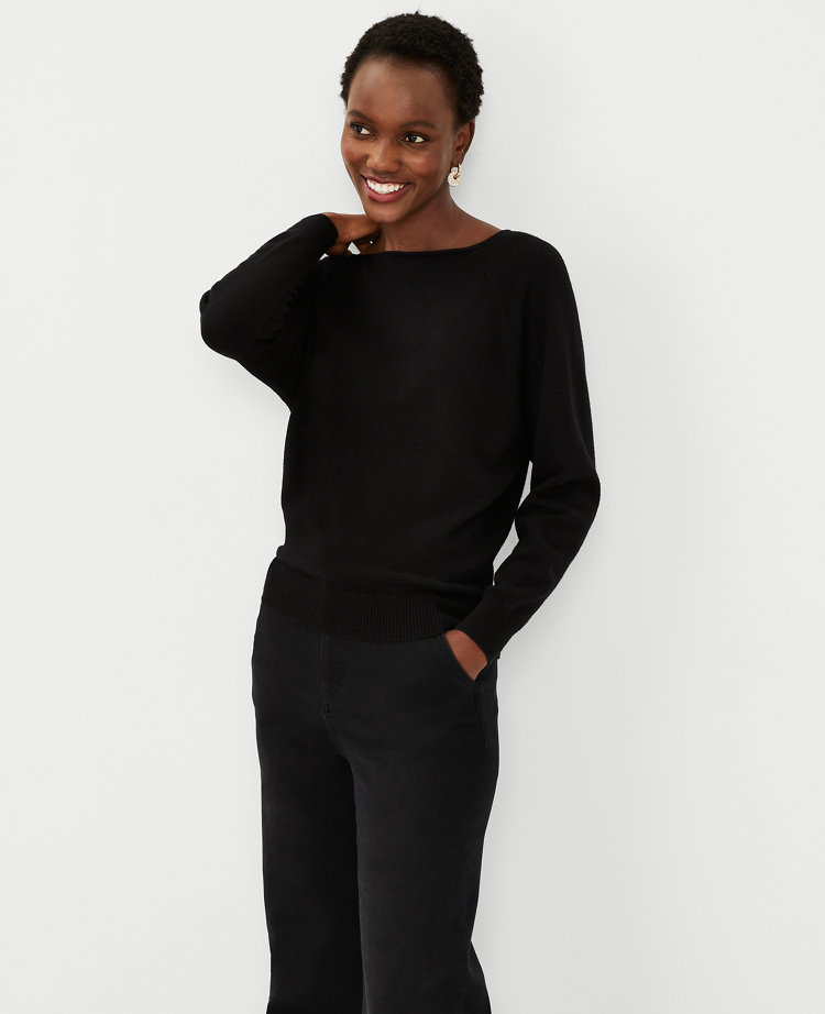 Ann Taylor Boatneck Sweater In Black