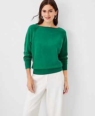 Ann Taylor Boatneck Sweater In Vibrant Green