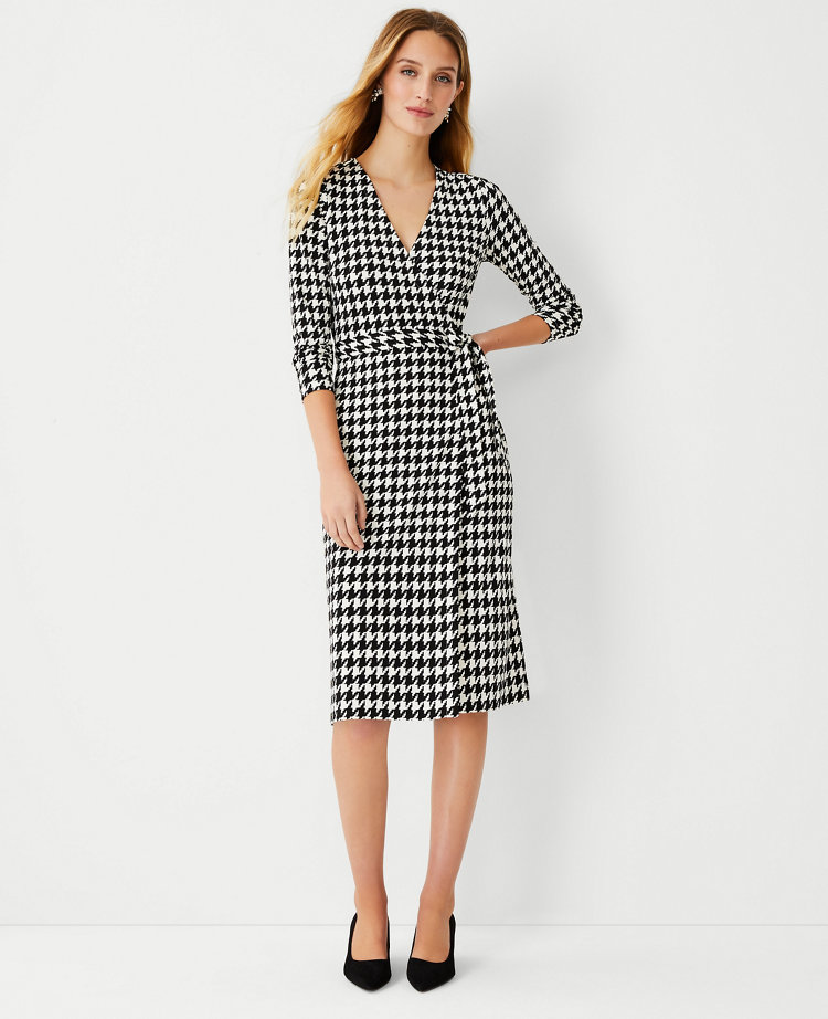 Houndstooth wrap clearance dress