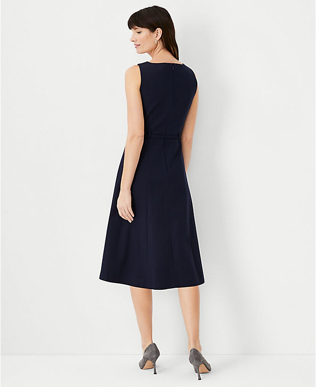 The Scooped Square Neck Dress in Stretch Cotton