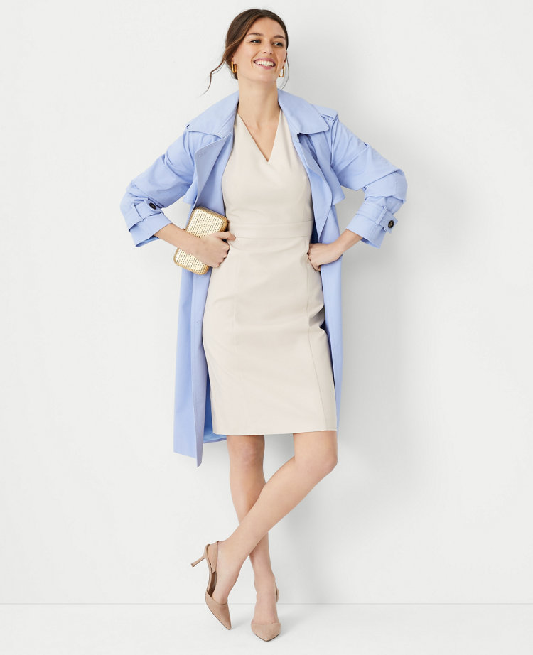 The Seamed V-Neck Sheath Dress in Stretch Cotton